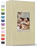 Artfeel Photo Album 4x6 with 300 Pockets,Slip-in Picture Albums,Linen Cover Memory Book with Front Window,White Page Vertical Photo Book for Wedding,Family,Anniversare,Baby,Vacation