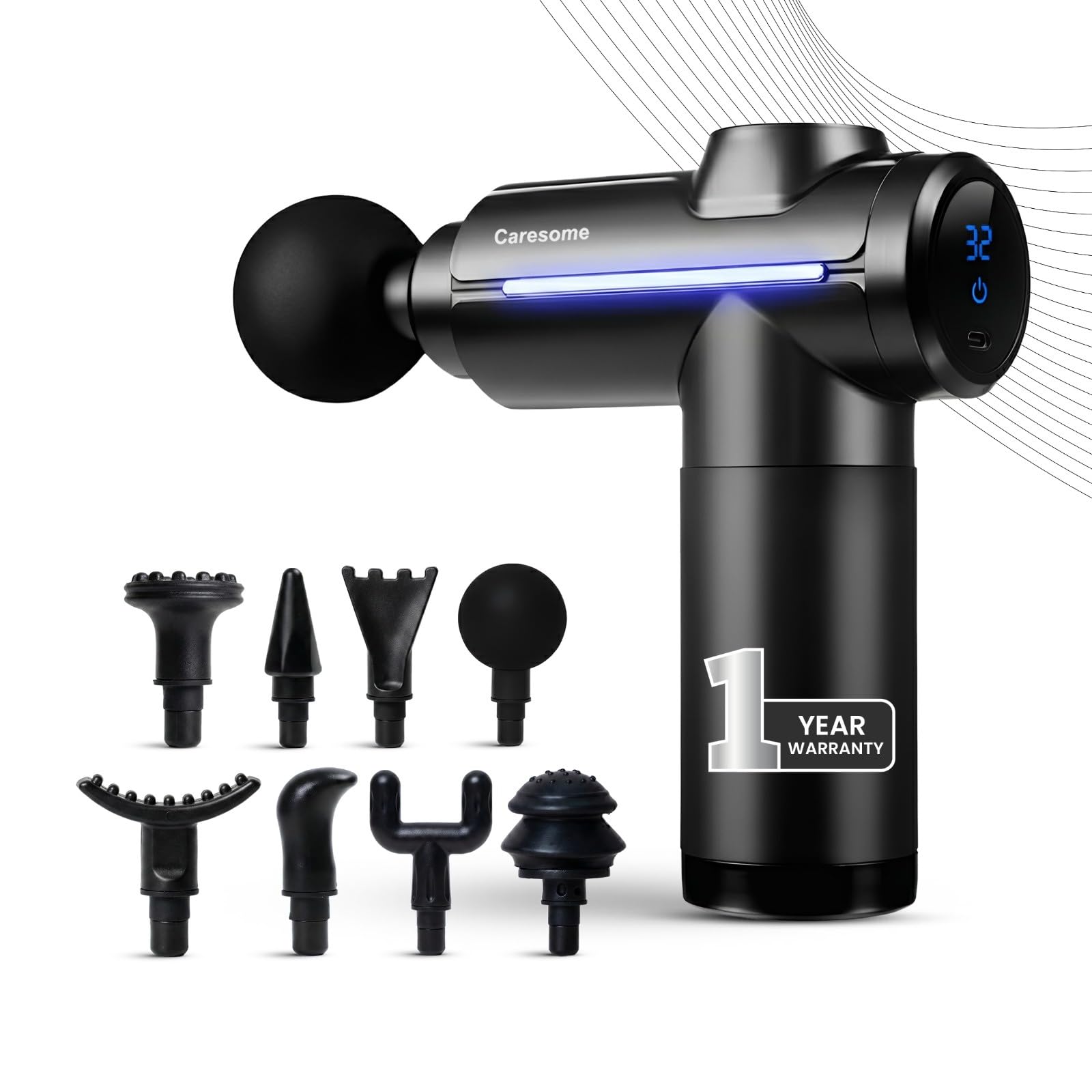 Caresome Deep Tissue Bolt Massage Gun|Percussion Massager for Full Body Pain Relief - Neck, Shoulder, Back, Foot|Ideal for Men & Women - Black-image-12