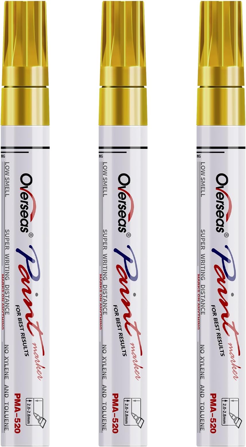 Top Notch Paint Markers Set - 5 Oil Based Medium Tip Markers In Gold, Silver, White, Red, Black