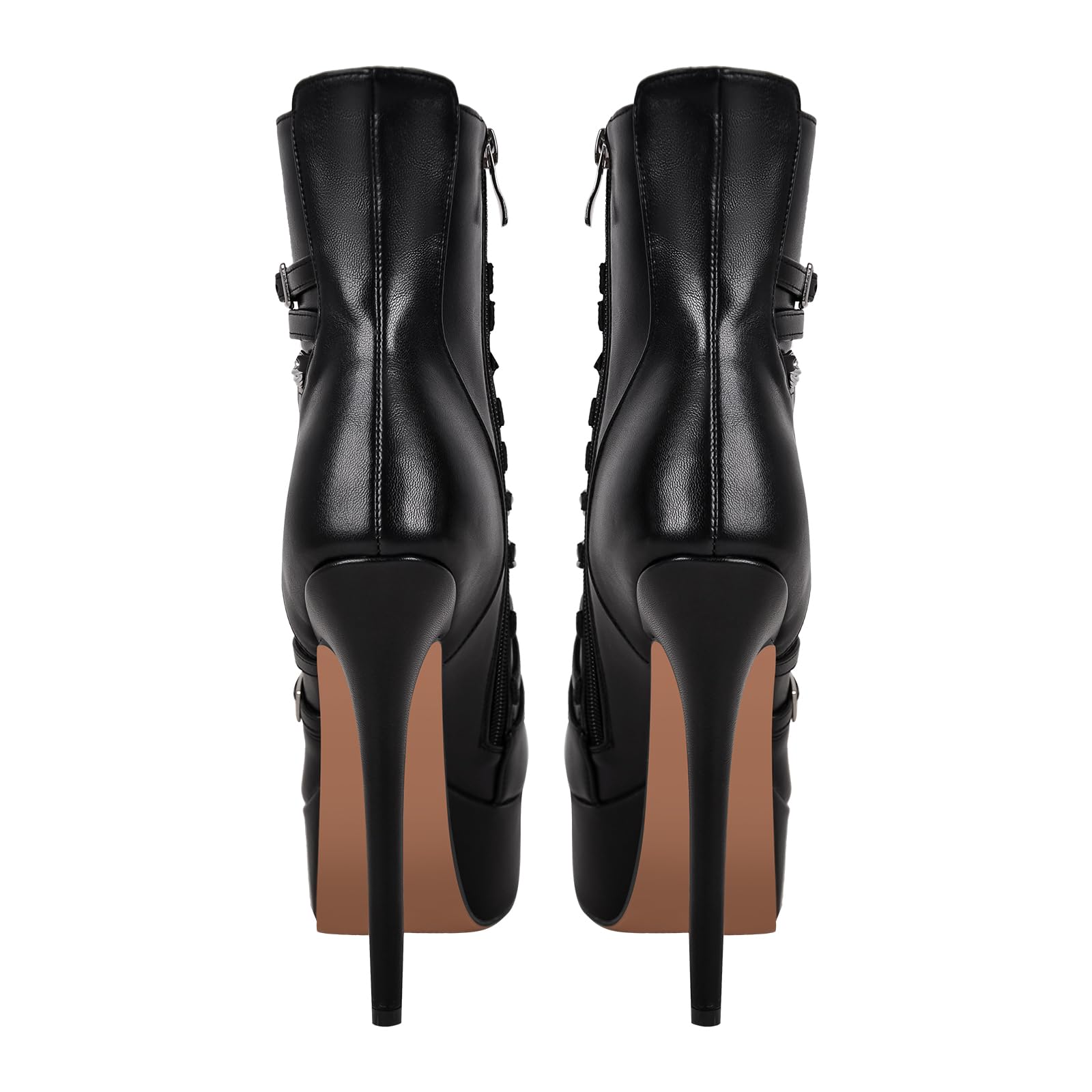 blingqueen Damen Biker Boots Plateau Stiefeletten Stiletto