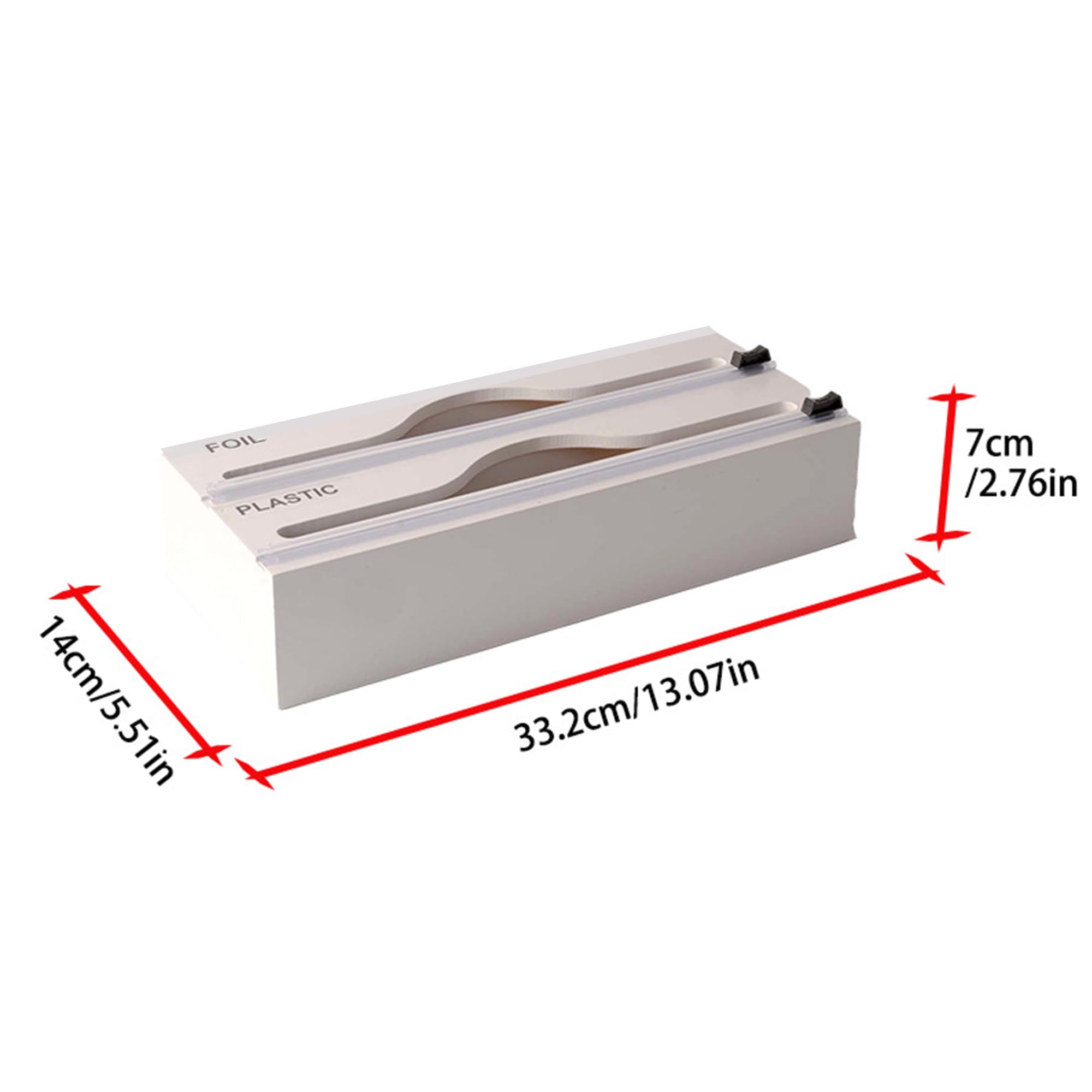 SUQ Wrap Dispenser-Cutter, napełniany dozownik folii cling, przyssawka do cięcia folii plastikowej Żywność Przezroczysta folia i folia do kuchni, restauracja (Dwuwarstwowy biały)