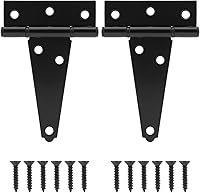 Vista 14 de Bisagras de puerta de cobertizo de 10 pulgadas con correa en T resistentes, bisagras de correa en T negras, bisagra en T forjada para cercas
