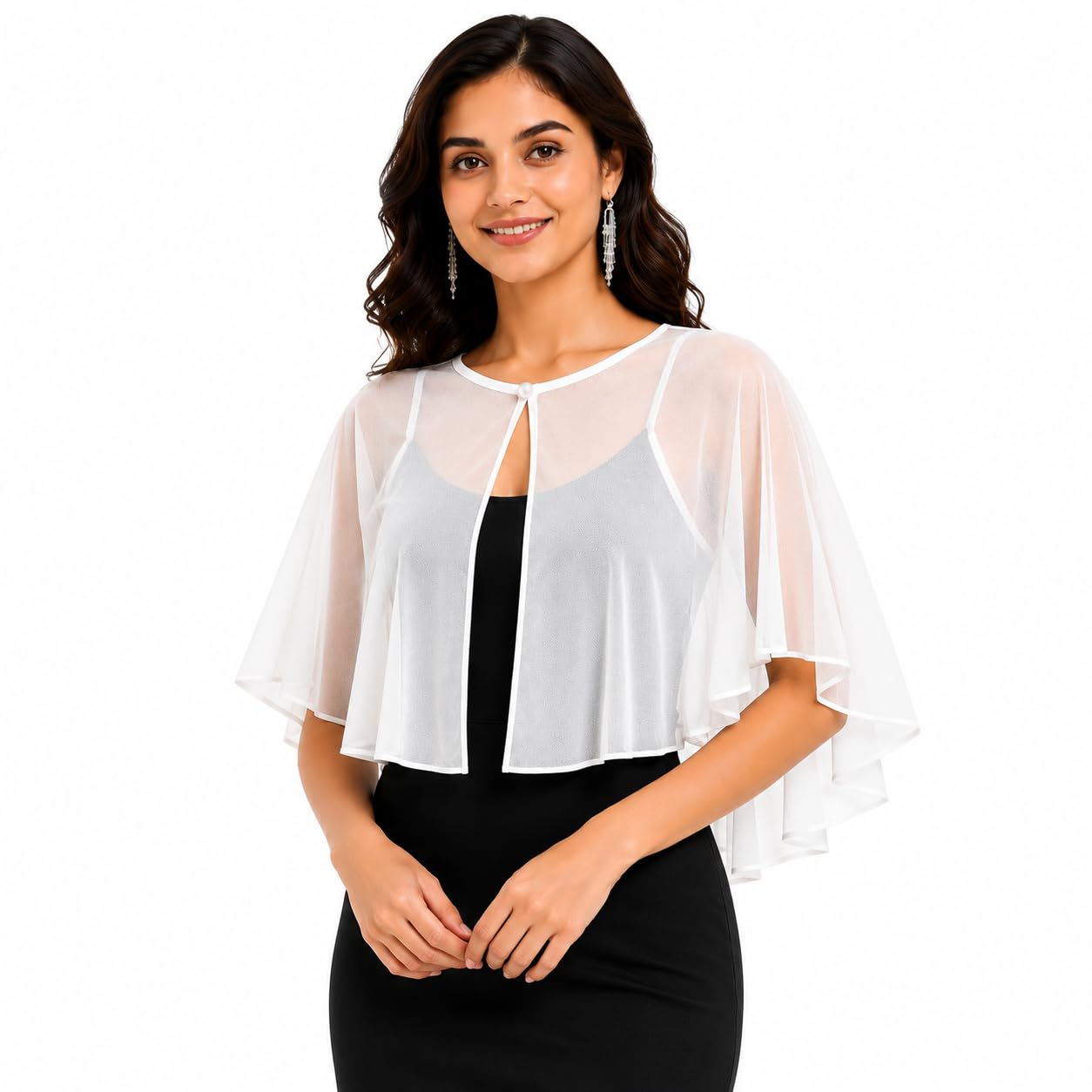 hayzo Women Soft Net Shawls Wraps Shurg for Evening Wedding Capes Bolero Cover Up-picture-44