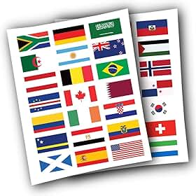 Cartela de Adesivo Bandeiras Países da Copa 2026