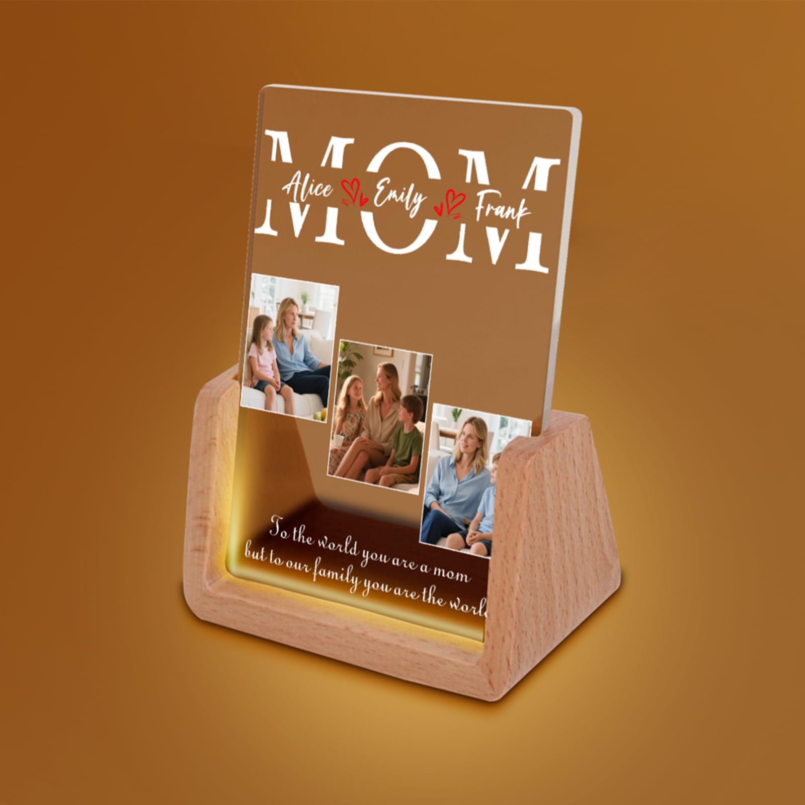Personalised Photo Collage Frame with Photos, Personalised Custom Acrylic Night Light Picture Plaque, LED Photo Gift for Girlfriend, Valentine’s Day, Birthday, Christmas (Style E)