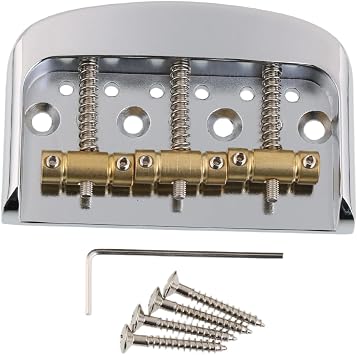 Half Size Short Vintage Style Tele Guitar Bridge with Zinc Alloy Plate & Brass 3-Saddle for Tele Electric Guitar Chrome
