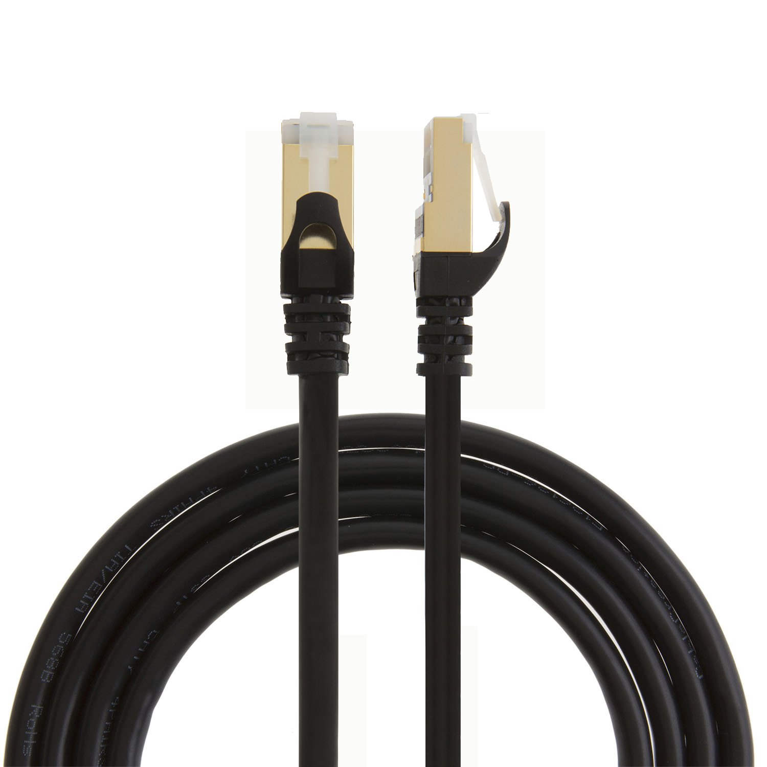 Cable plano CAT7 doble blindado Ethernet de CableCreation, 50U contactos chapados en oro, SSTP cable de red hasta 10 Gigabit, ancho de la correa: 600 MHz, 1 m, color negro