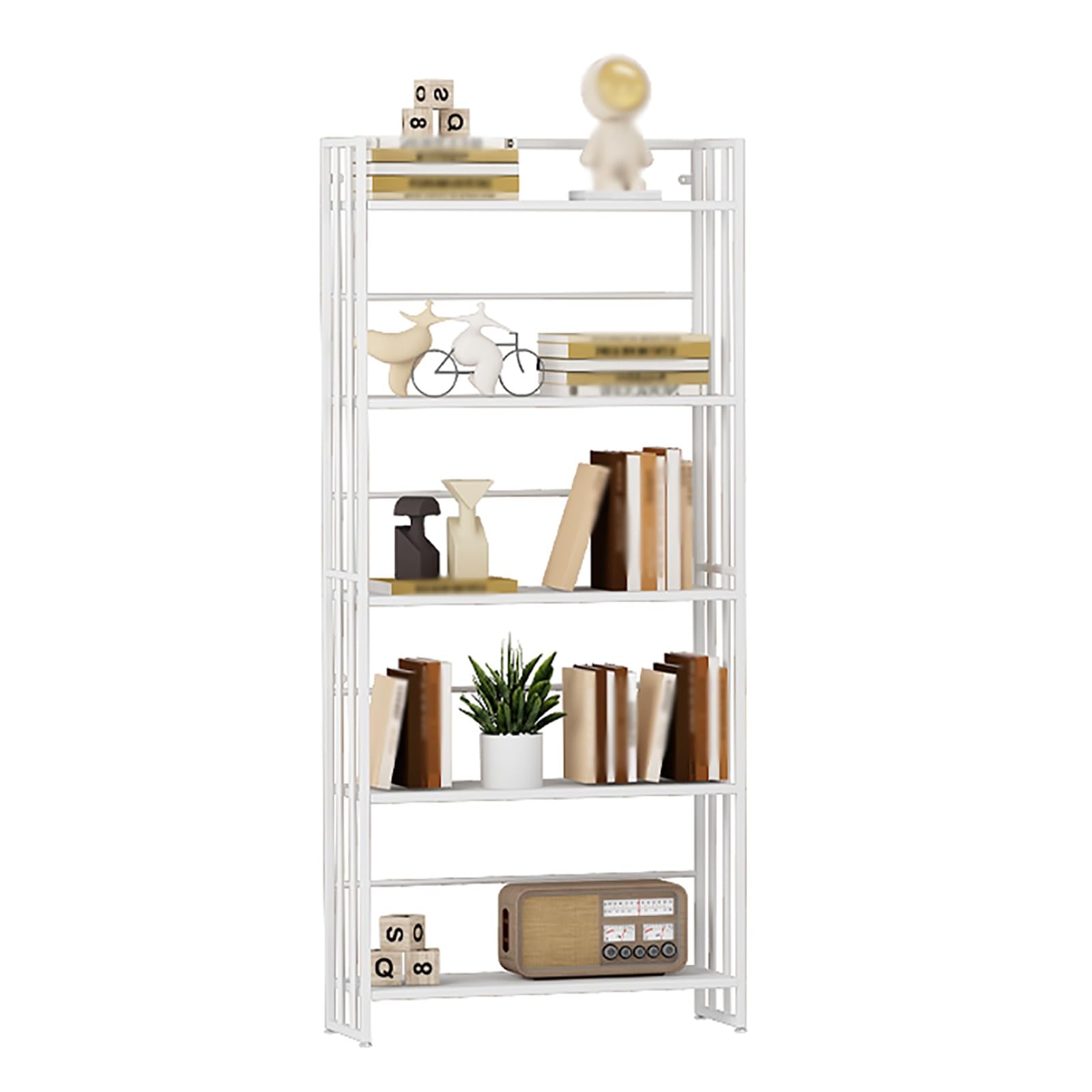 Modern Gold Metal Cube 32x10x57in Tall Standing with Shelves for Study in Classroom or Home School Decor