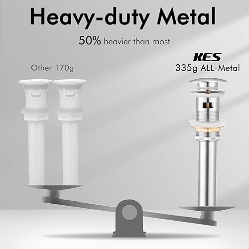 Miniatura 76 de KES S2008A-BK-P2 - Drenaje desplegable para lavabo de baño, 2 unidades de acero inoxidable T304 y latón, 2 unidades para lavabo de baño, color negro