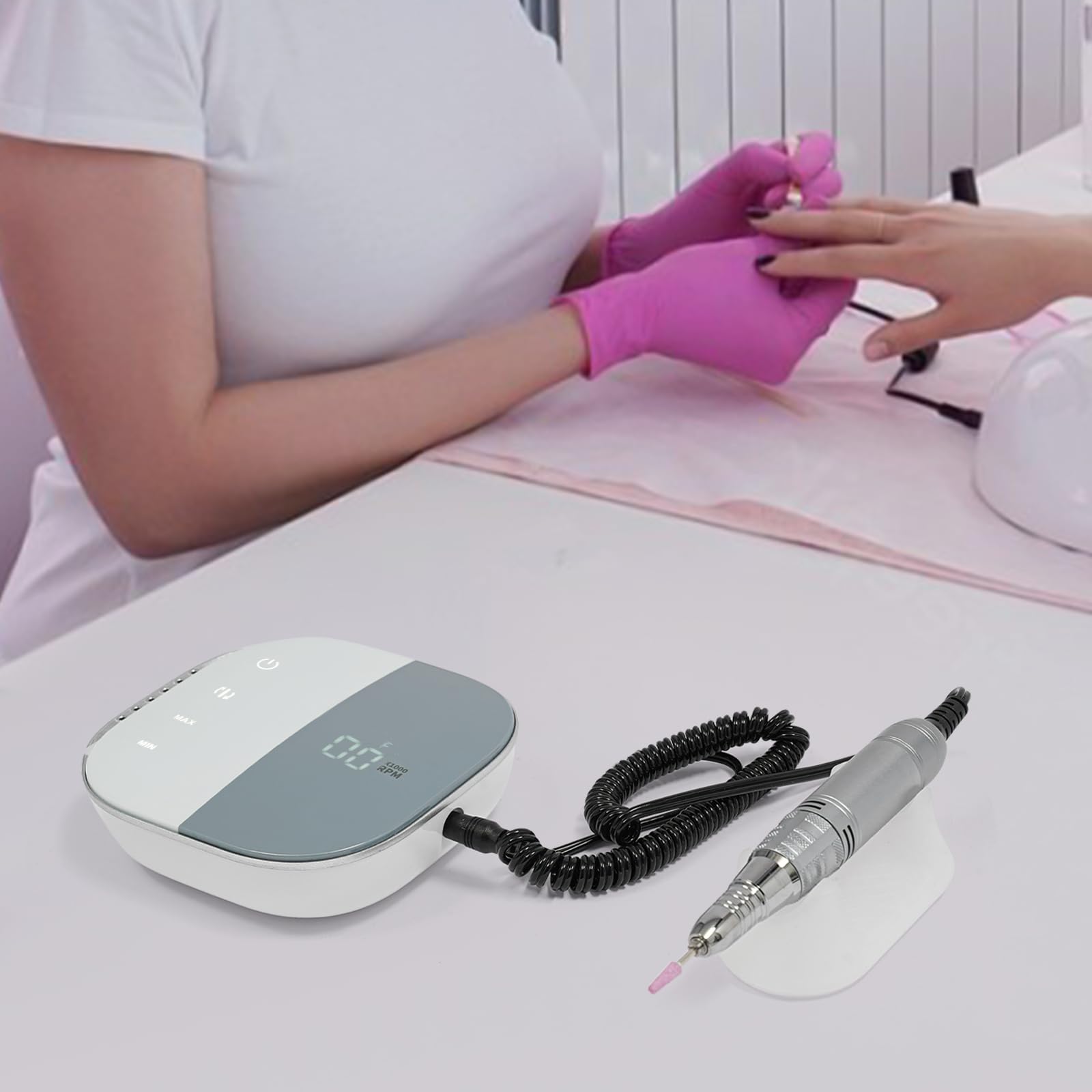 Touchscreen-Nagellackiermaschine, Nagelfräse Maschine Gerät Touchscreen Display Handstück Schleifkopf Set für Maniküre Pediküre Studio Zuhause
