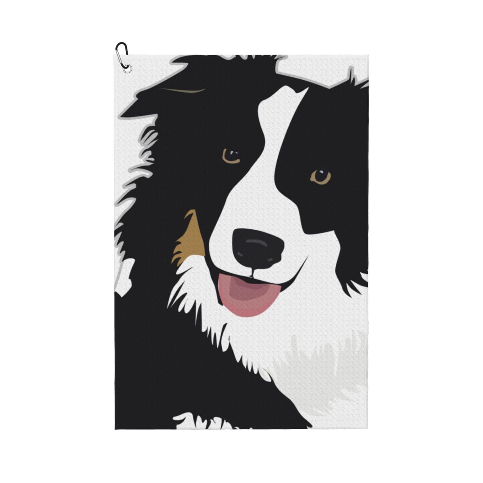 Hnnkloy Border Collie Dog, 16x24 in Portable Waffle Golf Towels with Carabiner Clip for Golf Bag