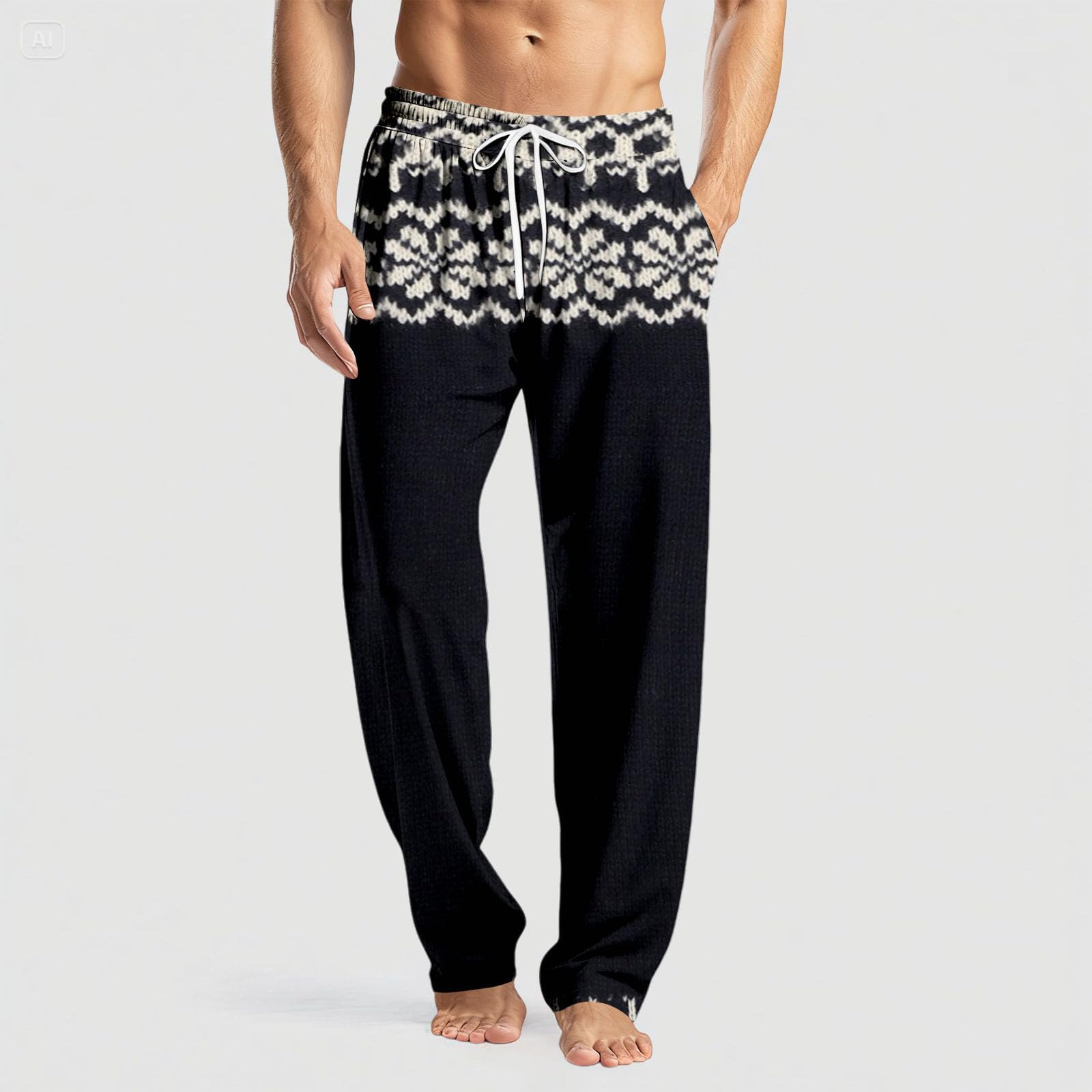 Generisch Pijama corto para hombre, pantalones de yoga, albornoz bordado para hombre (azul, XXXL)