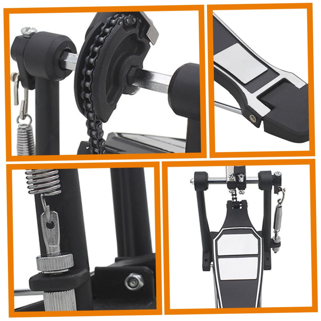 Pedale Cassa Batteria Singolo, Accessorio per Batteria Nera | Lega Zinco-alluminio e Feltro, Superficie Liscia, Design Classico, Strumento per Pratica