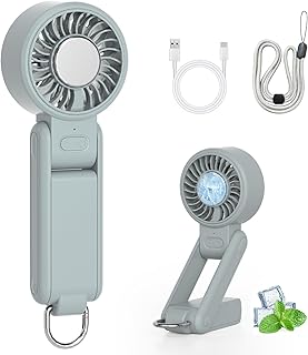 【2025年発売新モデルハンディファン・180°無段階調節】ハンディファン 冷却 ハンディ扇風機 冷却プレート 4WAY(卓上·手持ち·首掛け·カラビナ付き) 小型 携帯扇風機 冷感 手持ち扇風機 爆風 4段階風量調整 180°無段階調節 Type-C急速充電 熱中症対策（グレー）