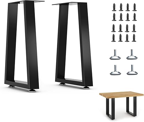 Miniatura 8 de Patas de mesa de metal de 28 pulgadas de altura de 17.7 pulgadas de ancho, patas de escritorio resistentes, patas de muebles para mesa de comedor,