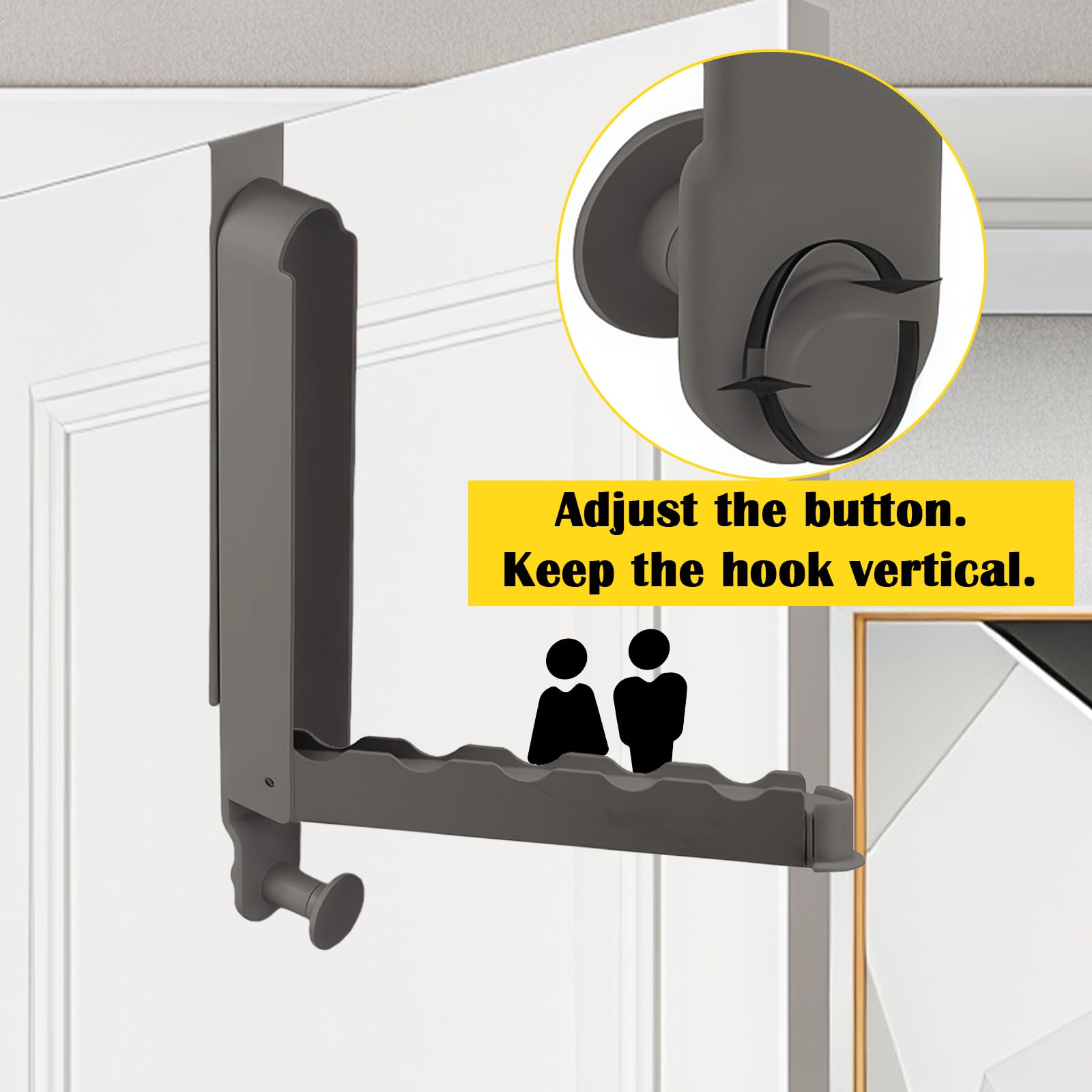 Set di 2 Appendiabiti da Porta Pieghevole 6 Ganci, Salvaspazio per Bagno Camera da Letto