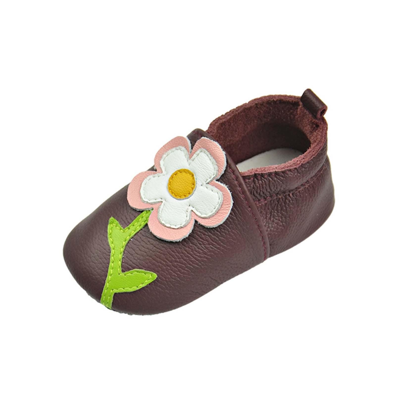 RNTOP Baby Leather Shoes Infant Girls Boys Non Slip Soft Shoes Toddler Soft Sole Christmas Shoes Slippers First Walking Shoes (Wine, 0-3 Months)