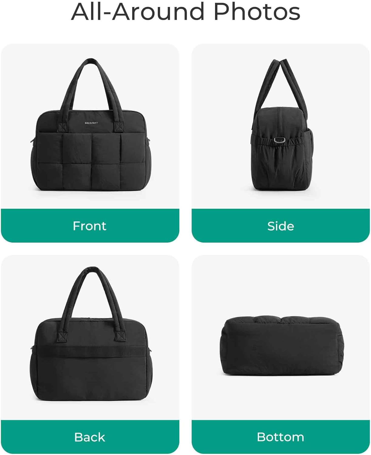 BAGSMART Gym Bag for Women, Personal Item Puffer Duffle Bag, Weekender Overnight Carry On Tote Handag for Travel - Image 4