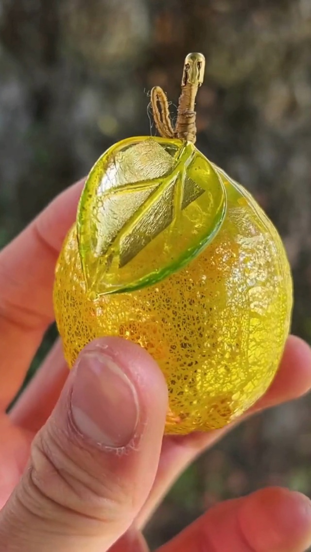 Amazon.com: Hand Blown Yellow Lemon Murano Glass Ornament, 3