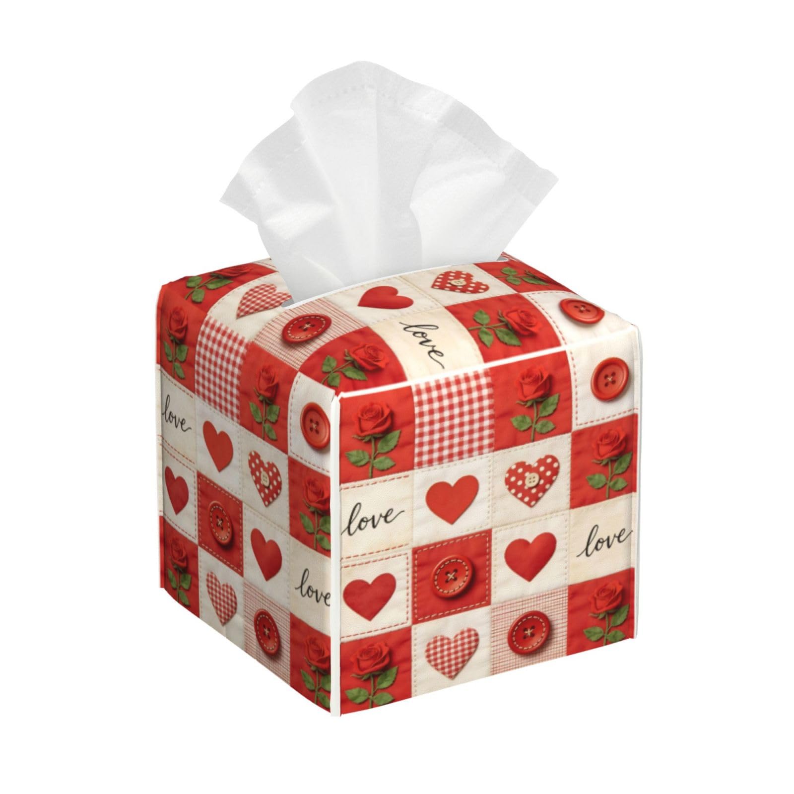 Love Heart Square Tissue Boxes Tissue Box Holder 5.2"x5.2"x5.2" for Home/Car/Office/End Table.