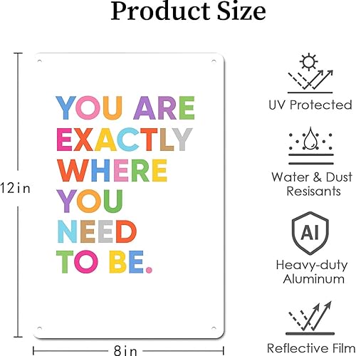 Miniatura 2 de Letreros de metal con texto en inglés You Are Exactly Where You Need To Be, decoración de The Space You Can Think Of para sala de estar, dormitorio,