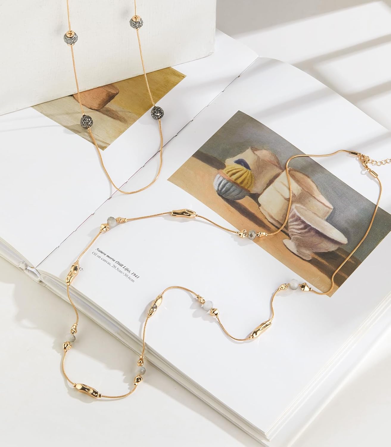 Noessla Long Gold Necklace for Women Long Beaded Chain Necklace Costume Jewelry Gifts for Women Trendy - Image 2