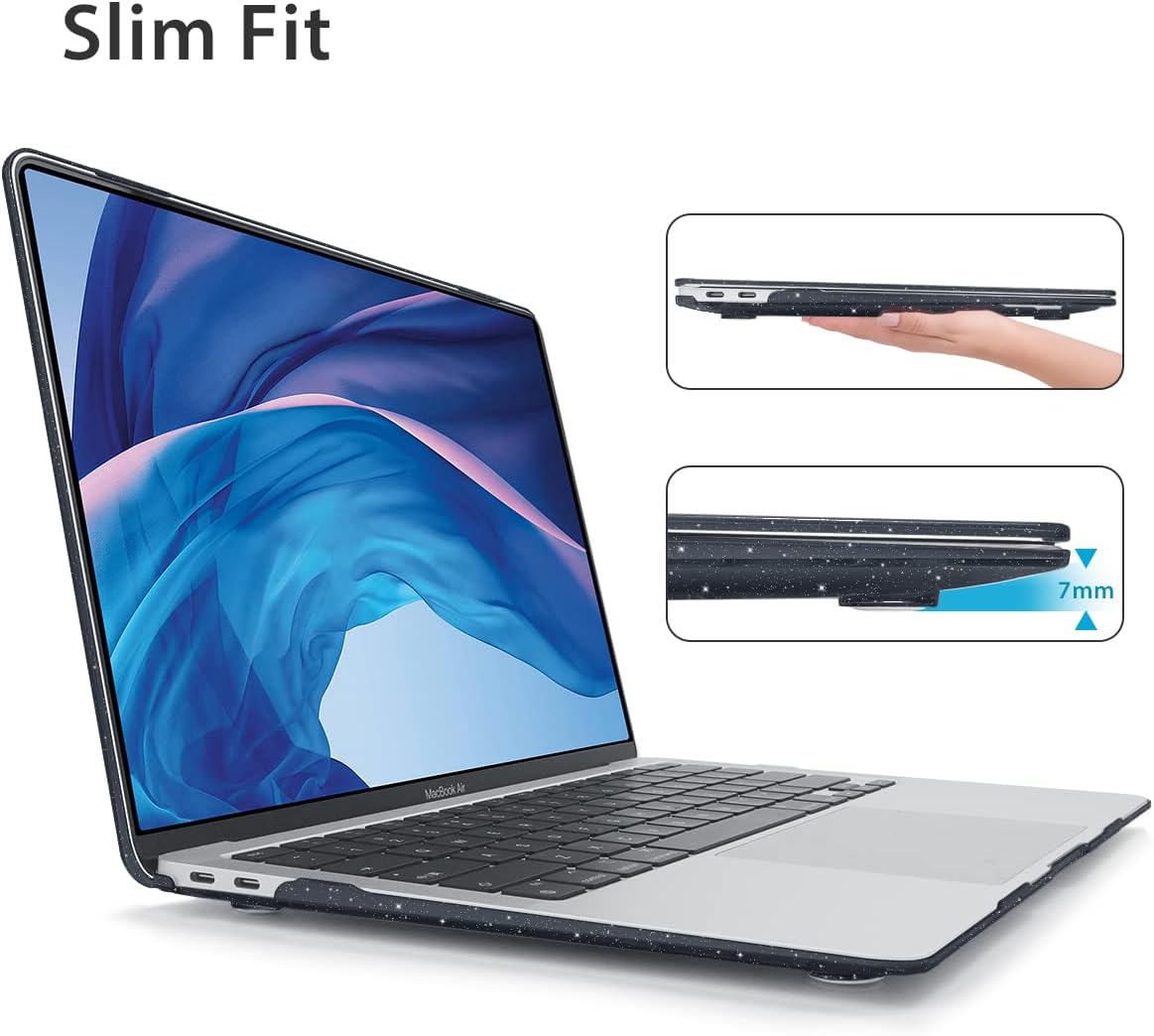 for 2022 M2 MacBook Pro13 inch Case 2021 2020 2019-2016 Release M1 A2338 A2289 A2251 A1706 A2159 A1989 Touch Bar, Glitter Hard Shell Case+Keyboard Cover+Charger Case+Webcam Cover, Shiny Black