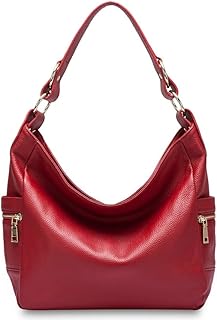 Fashion Women Zipper Cowhide Genuine Leather Handbag Shoulder Tote Hobo Bag Purse Satchel Red