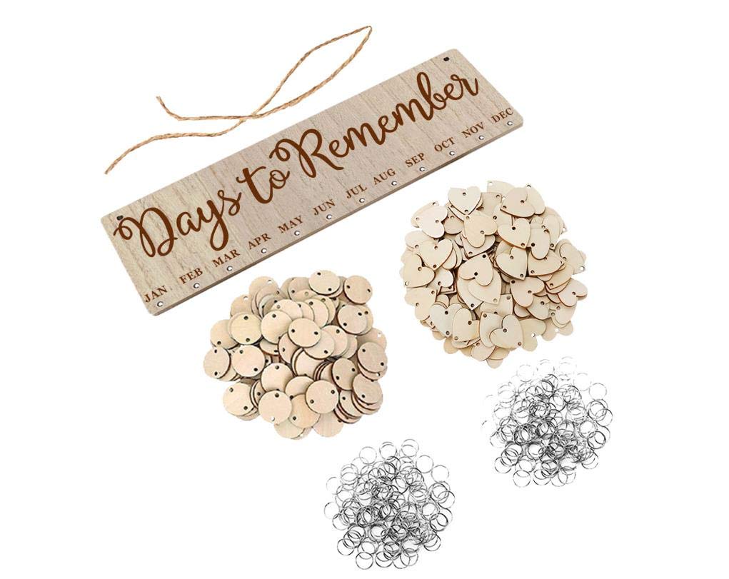 Wooden Calendar Birthday Reminder Wall Hanging with Tags, DIY Hanging Wooden Birthday Reminder Calendar, Handmade Ornaments for Family Friends Birthday Reminder Home Wall Decor