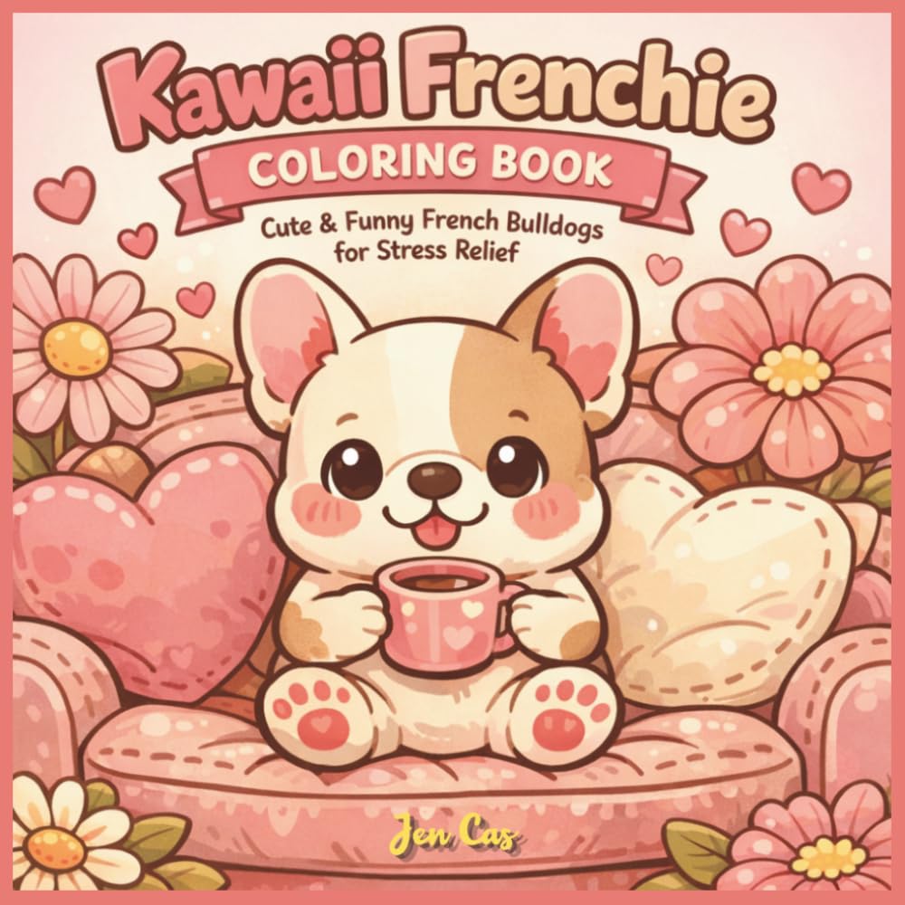 Kawaii Frenchie Coloring Book: Cute & Funny French Bulldogs for Stress Relief
