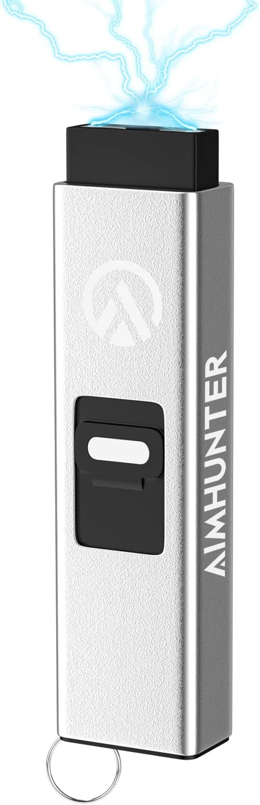 AIMHUNTER 10 Mini Volt Micro Stun Gun for Woman World's Smallest Stun Gun Rechargeable with LED Flashlight Safety Switch (Silver)