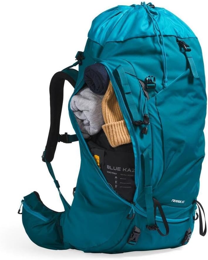 Miniatura 7 de The North Face Mochila Terra 55 para mujer  Mochila de senderismo con ajuste específico para mujeres, cinturón acolchado en la cadera, apertura