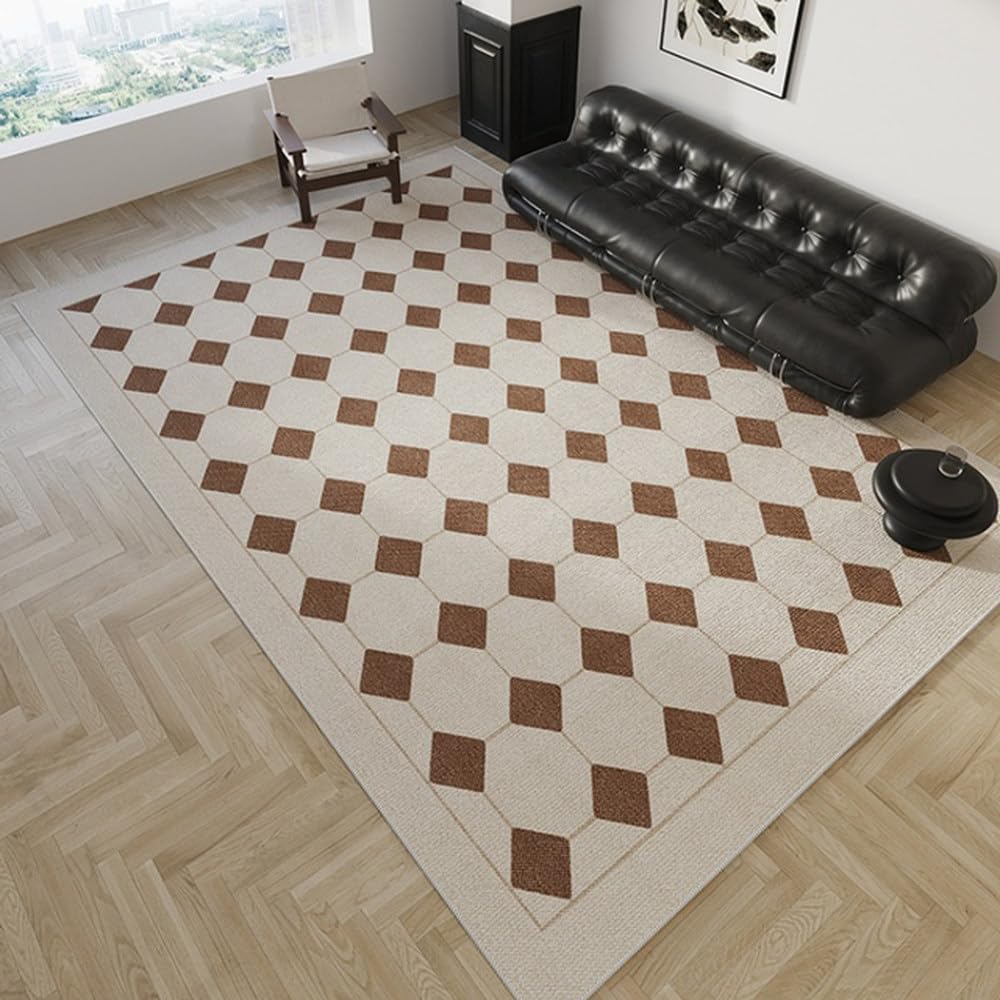 Tapis de salon doux sous la table basse pour un canapé cosy