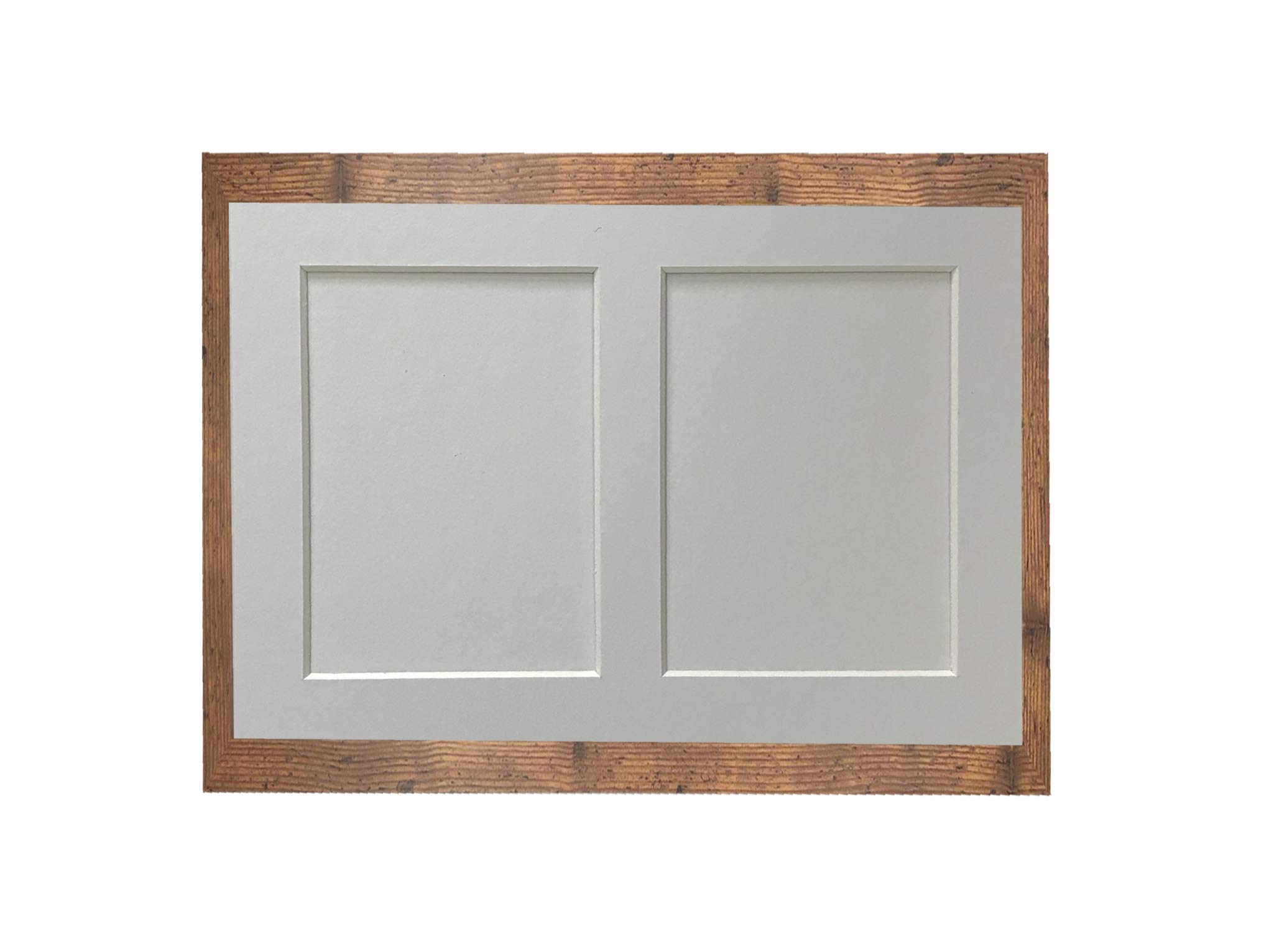 H7 Vintage Wood Picture Photo Frame with White 5 x 3.5 Inch Two Aperture Mount