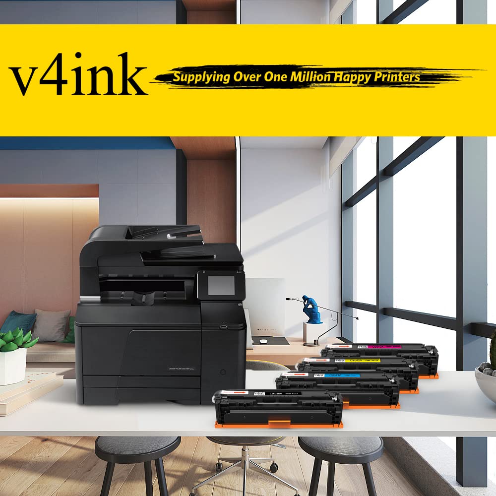 v4ink CB540A 125A Tóner Remanufacturado para HP CB540A Toner (4Pack-KCMY) | CB540A Compatible para HP 125A Color CM1312 CP1215 CP1514 CP1515 CP1518 Impresora