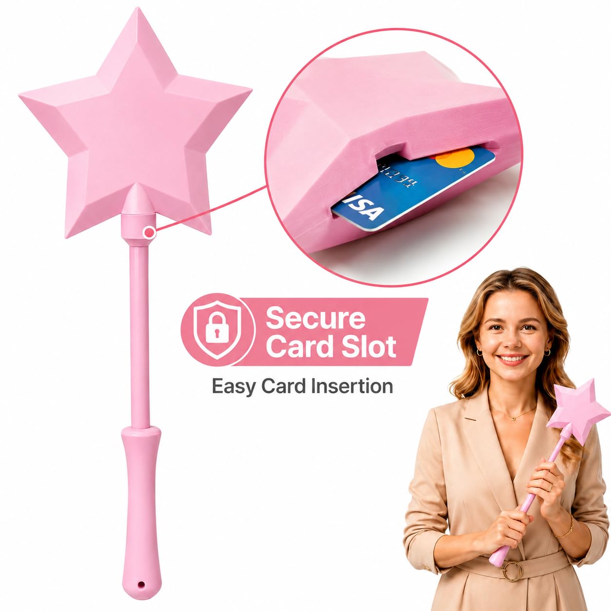 nezafly Credit Card Wand 3D Printed Magic Fairy Wand Card Holder Star Tap To Pay Payment Fun Contactless Prop for Adults Cosplay Magicians Performers Raves Parties Pranks Shopping - Image 2