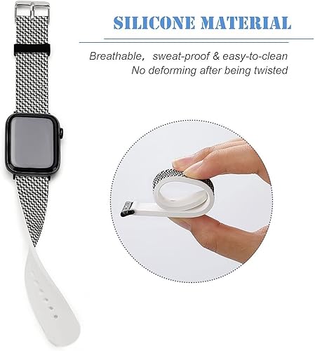 Miniatura 5 de Patrón de pata de gallo compatible con correas de Apple Watch de 45441.654 in, 41401.496 in, silicona suave, impermeable, impreso, iWatch Series 8,