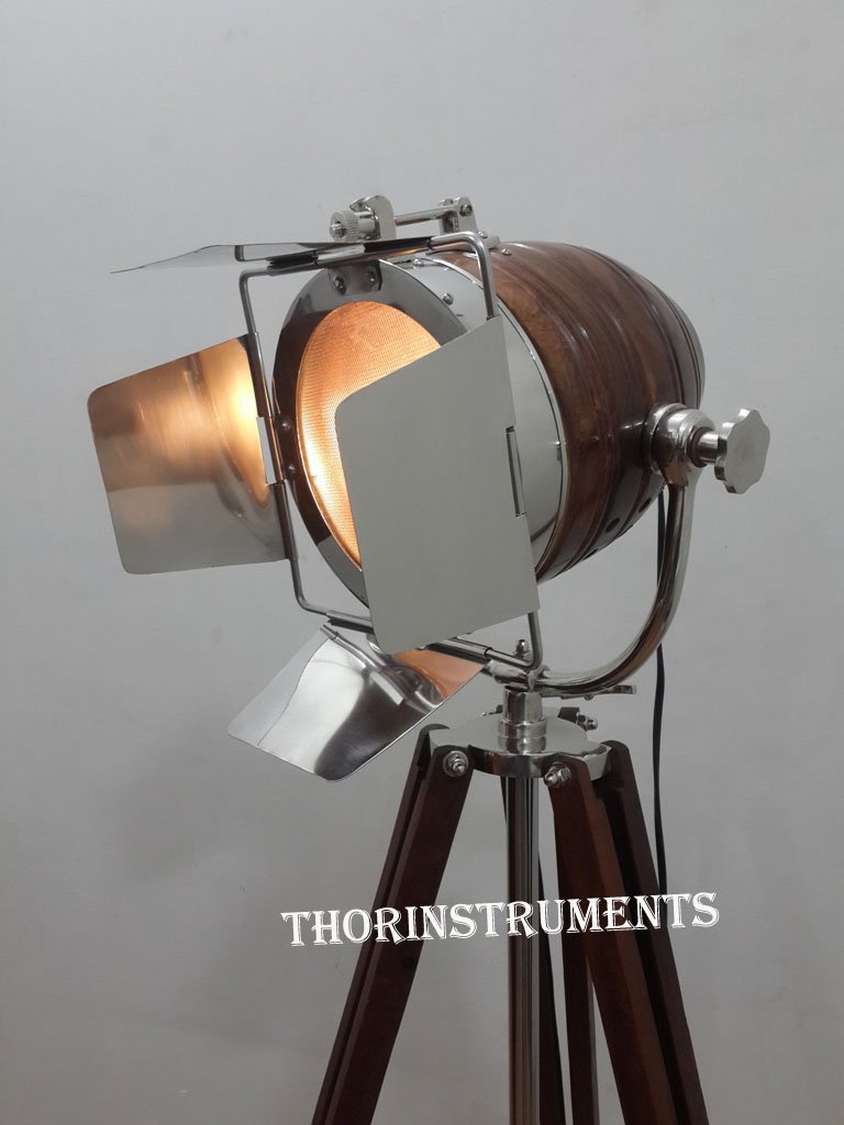 THOR INSTRUMENTS Decorative Studio SPOT Search Light with Brown Tripod Stand Rustic Vintage Home Decor Gifts
