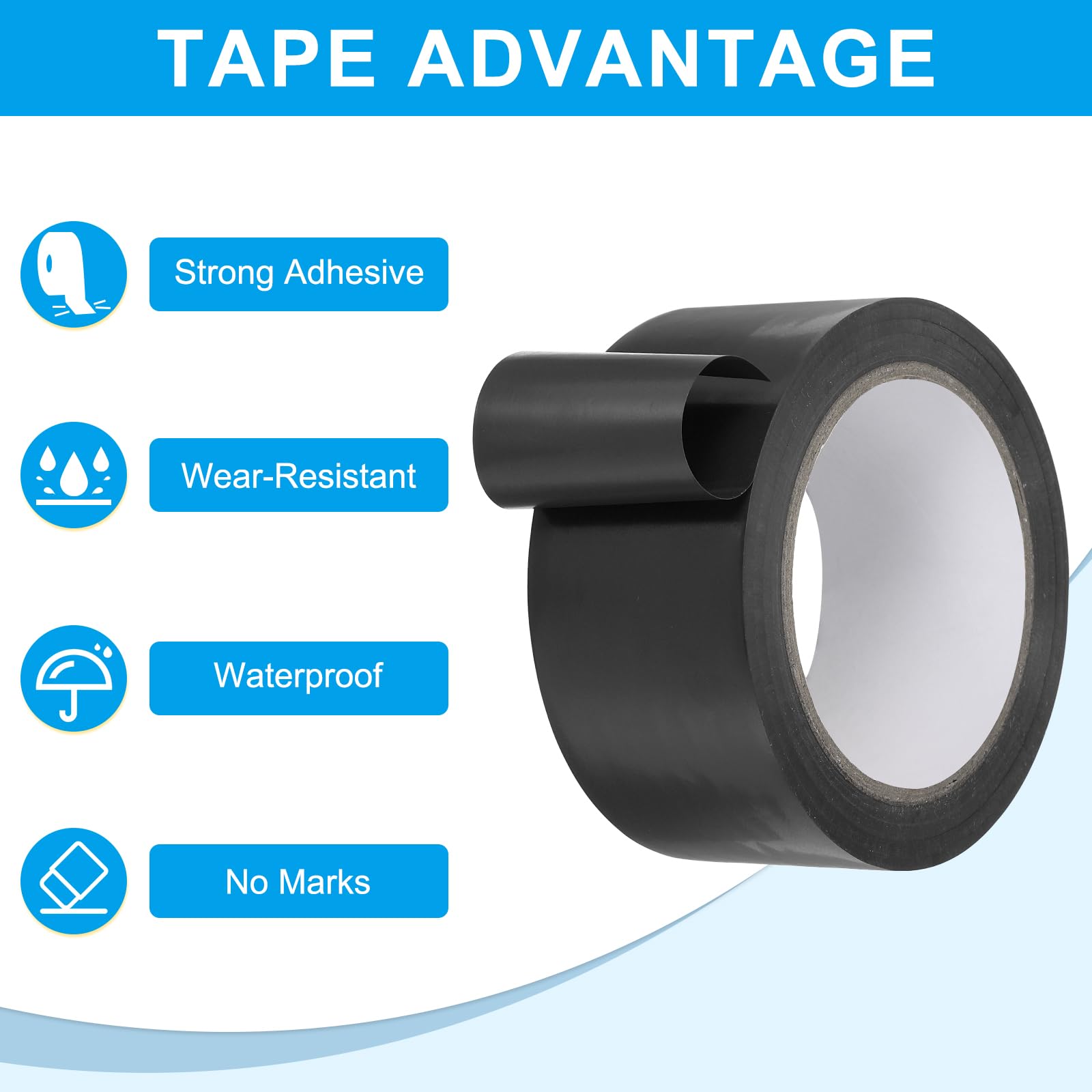 PATIKIL Pickleball Court Tape, 3 Pack 108 Ft x 2 Inch Black PVC Tape for Indoor Outdoor Sports Marking - Image 3