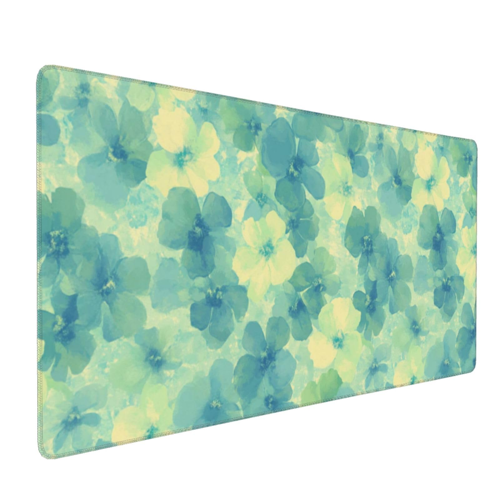 Tapis de Souris XXL 90 x 40 cm, Vert & Fleurs Tapis de Bureau G686