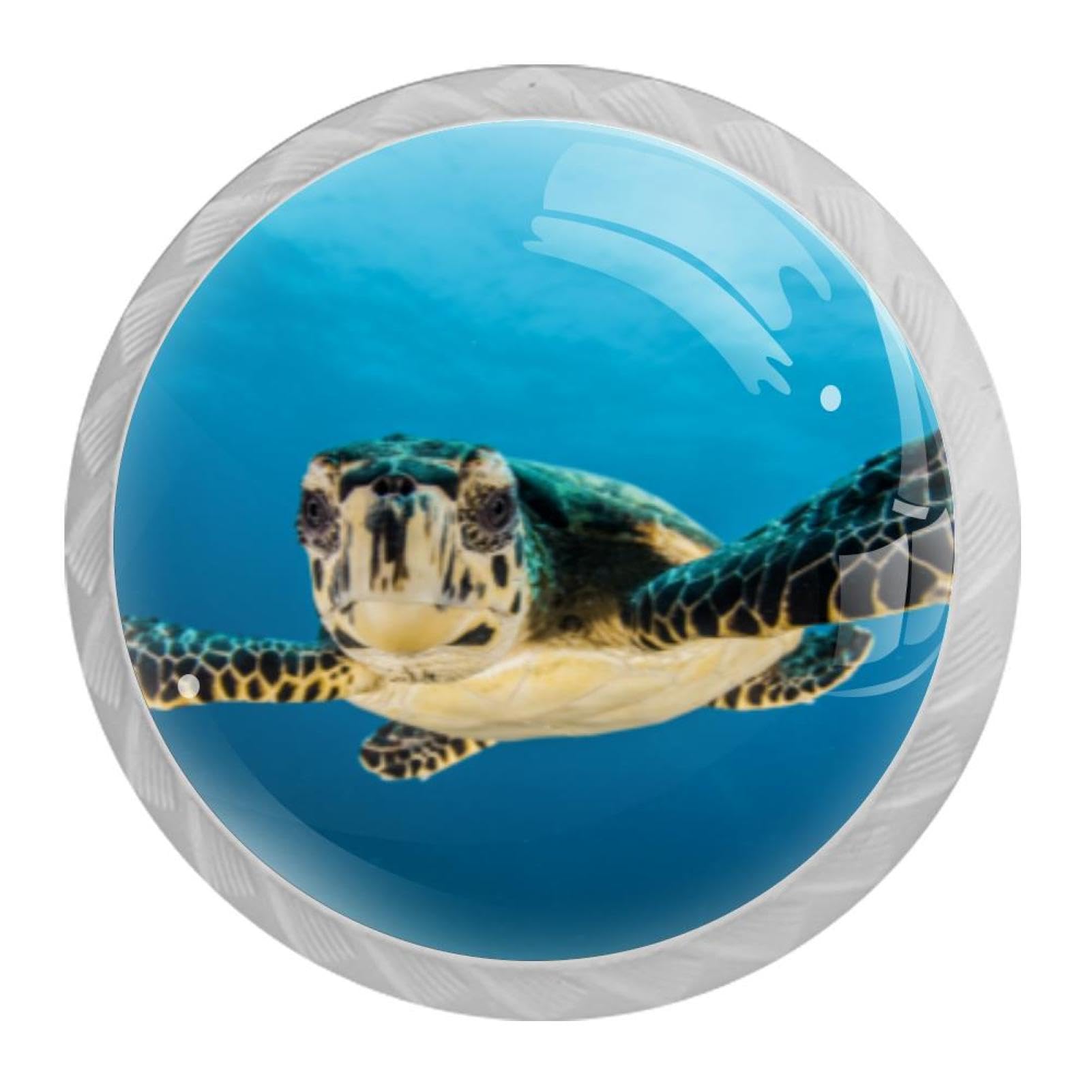 Tqmspg 4 Pieces Drawer Pulls Sea Turtle Door Knobs Dresser Handles for Kitchen Wardrobe Cupboard Hardware Furniture