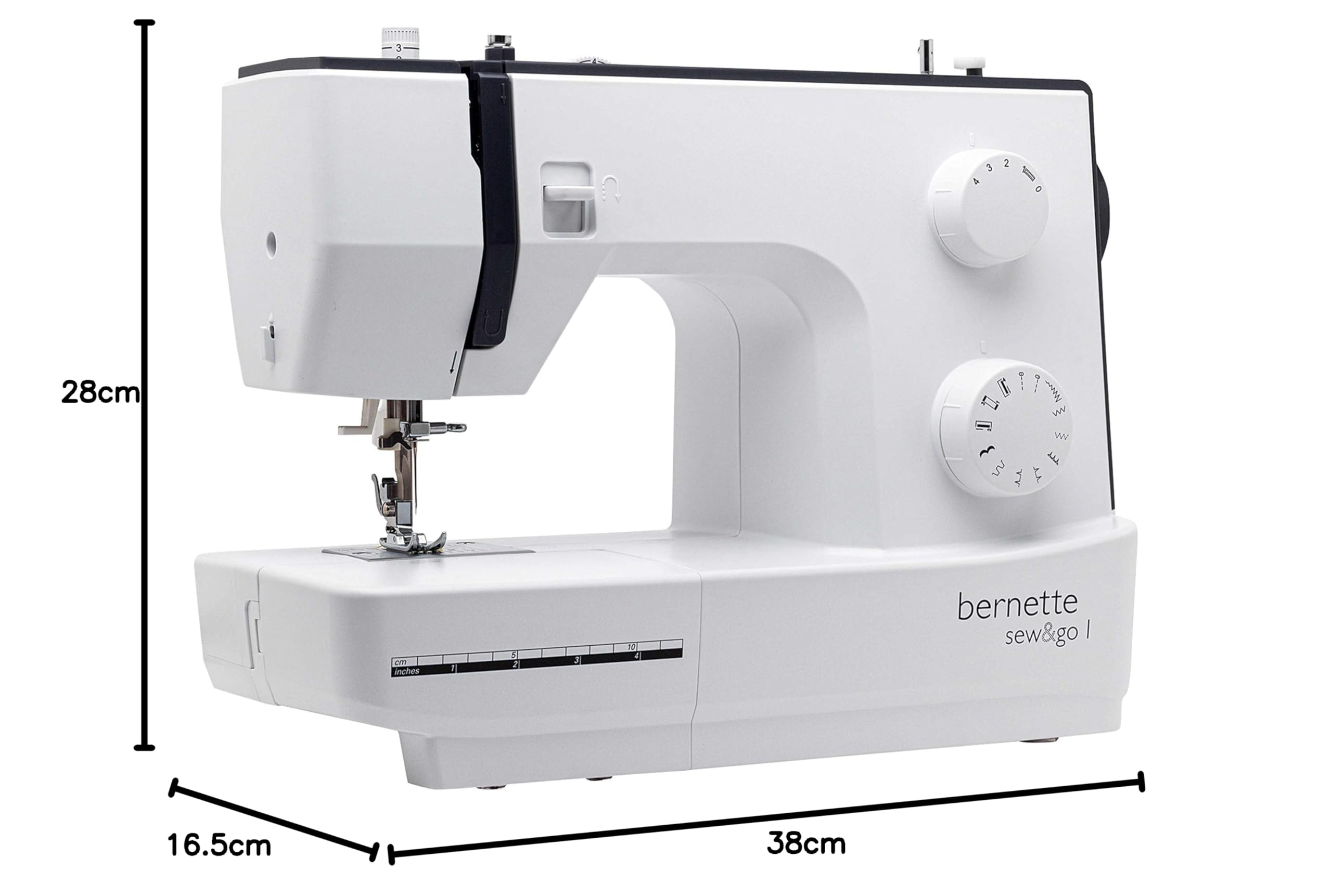 Bernette sew&go1 Electric Sewing Machine by BERNINA Switzerland | Automatic Zig-Zag | 10 Stitches & 30 Functions | 70W Motor | Metal Frame | Auto Needle Threader | With Accessory Kit | White & Black — Amazon image 10