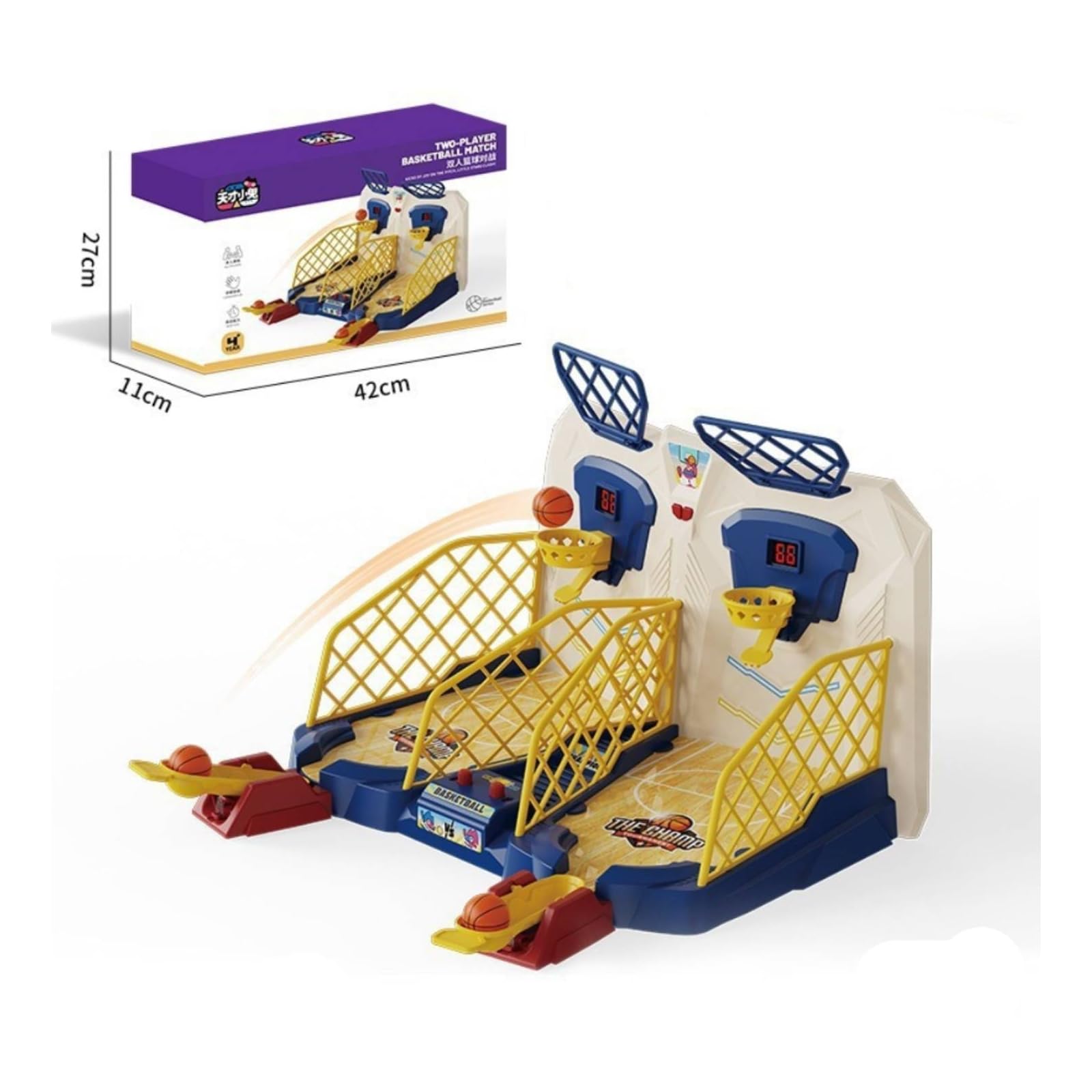predolo Gioco di Palla da Tavolo Robusto | Resistente, Portatile, Gioco da Tavolo con Canestri e Lanciatori, per Attività Indoor, Famiglie, Coetanei , Stile A