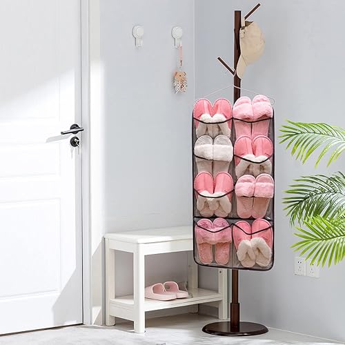 Miniatura 6 de Organizador de armario colgante de doble cara, calcetines duraderos, calcetines, ropa, brasier, bolsa de almacenamiento con 16 bolsillos grandes