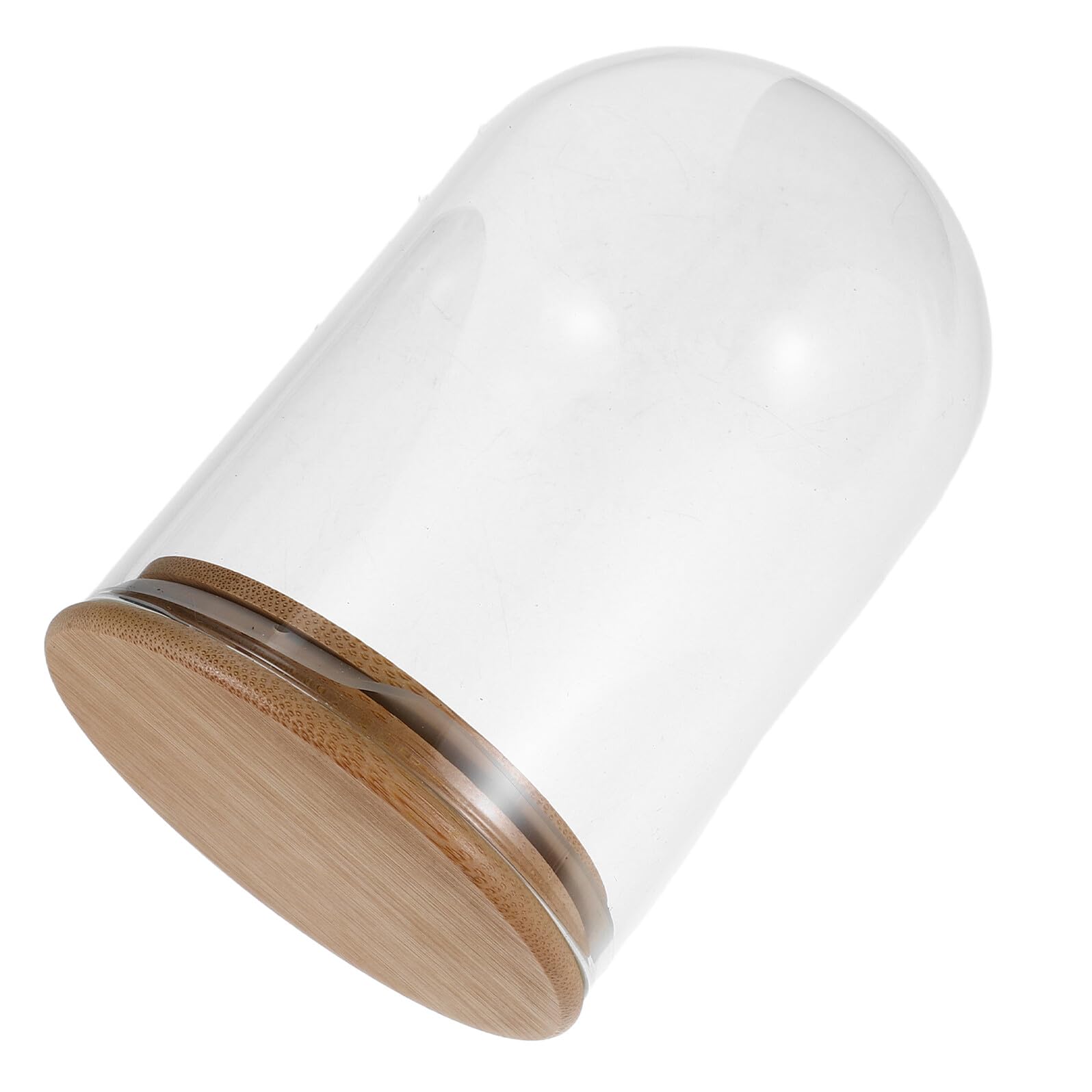 Cupola Espositiva in Vetro con Base in Bambù per Sfere Decorative e Collezioni Creative Miniature, Design a Cupola Trasparente per Centrotavola Raffinato e Decorativo