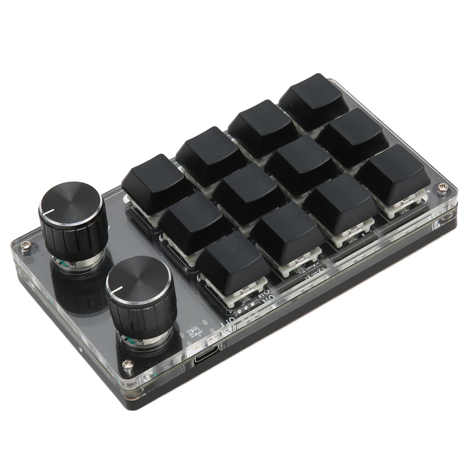 Aramox Teclado Programable Mini, 12 Teclas 2 Perillas Interruptor Azul
