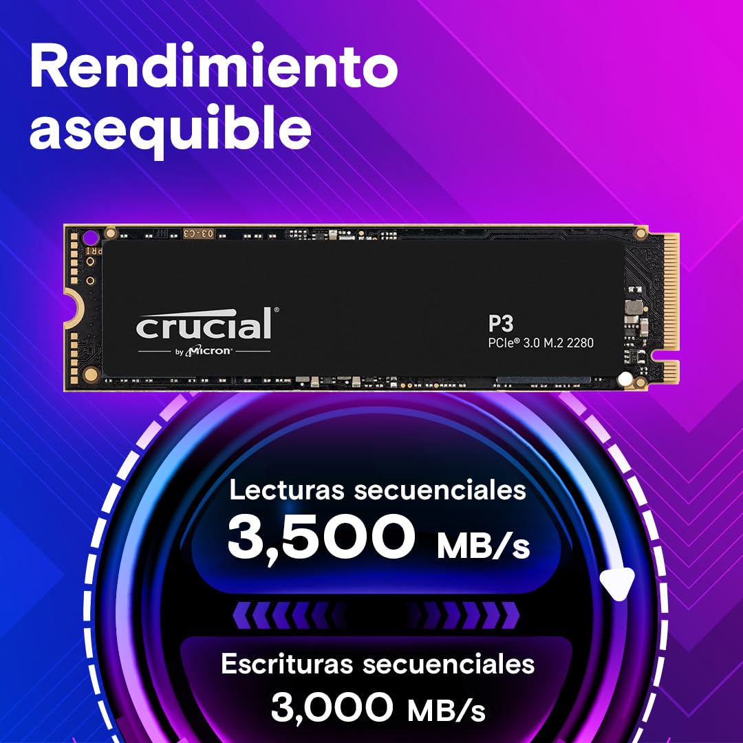 Crucial P3 1TB M.2 PCIe Gen3 NVMe SSD Interno - hasta 3500MB/s - CT1000P3SSD8 (Edición Acronis)