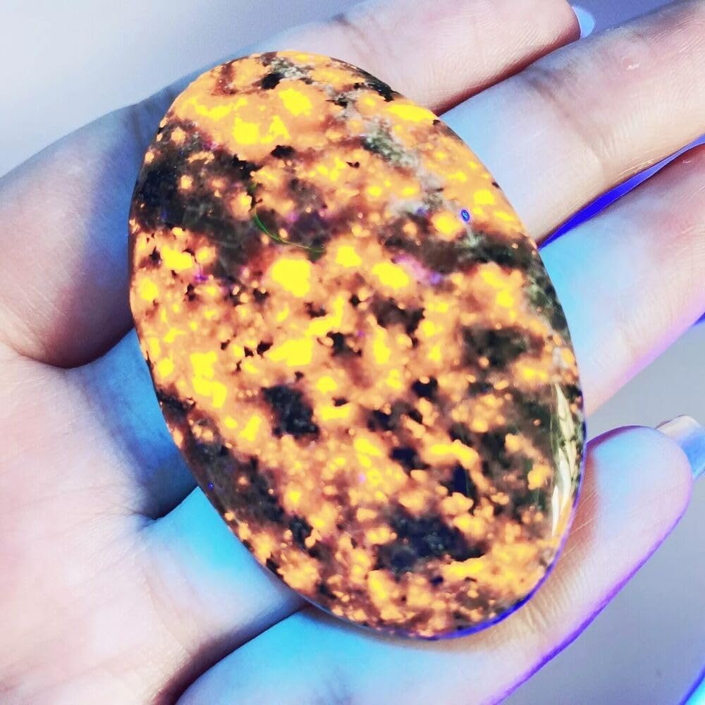 Large Natural Yooperlite UV Fluorescent Glowing Fire Rock Flame Tumbled Stone