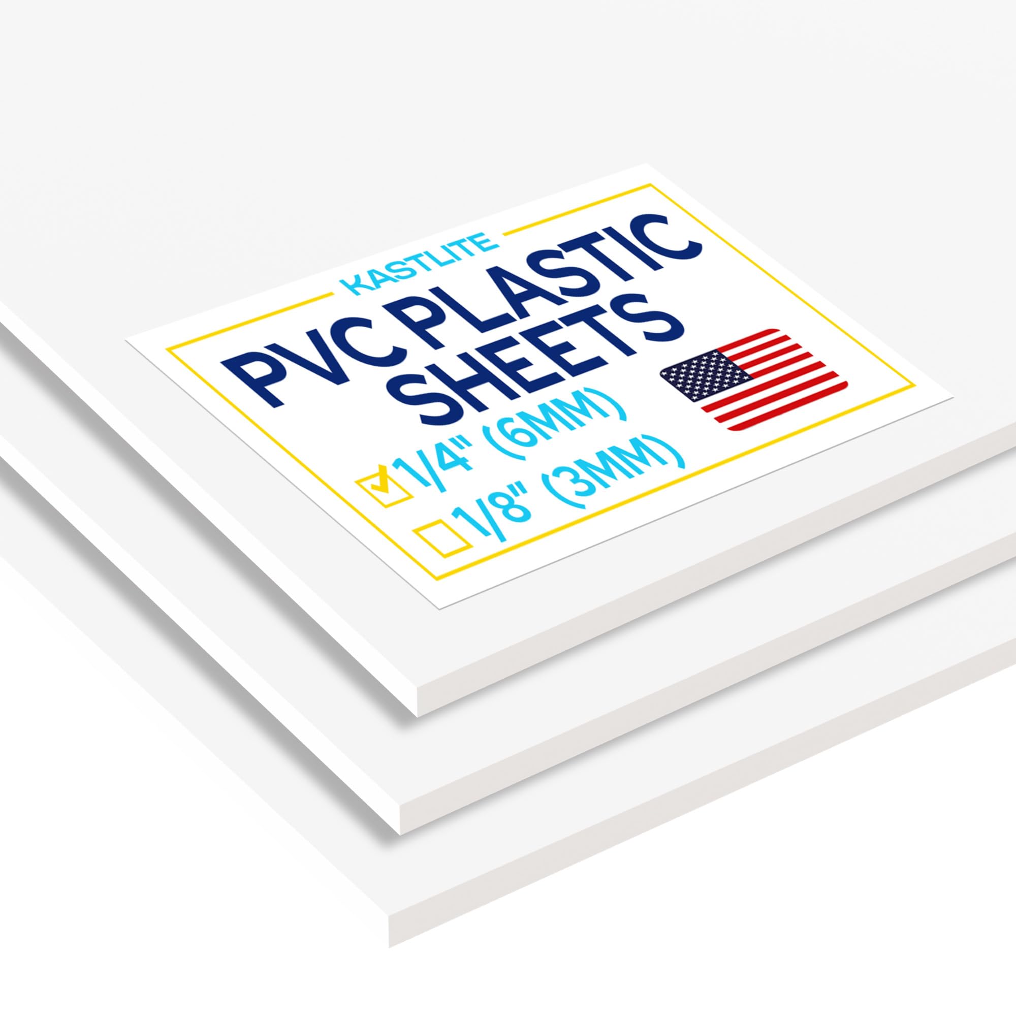 KASTLITE White Expanded PVC Moldable Plastic Sheeting - 1/4" Thick Nominal 6x6 Inch Thermoplastic Rigid Foam Board - Waterproof Flexible Plastic