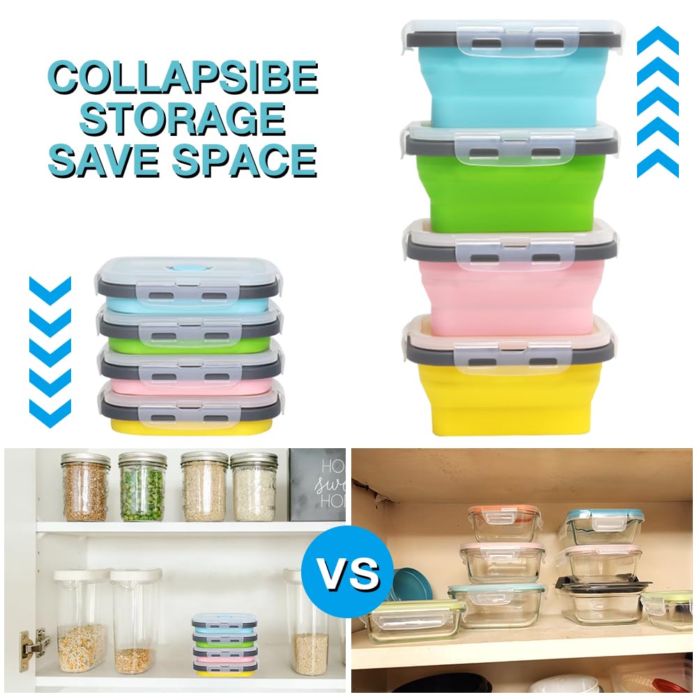 Contenedor plegable de silicona para almacenamiento de alimentos, 12 onzas